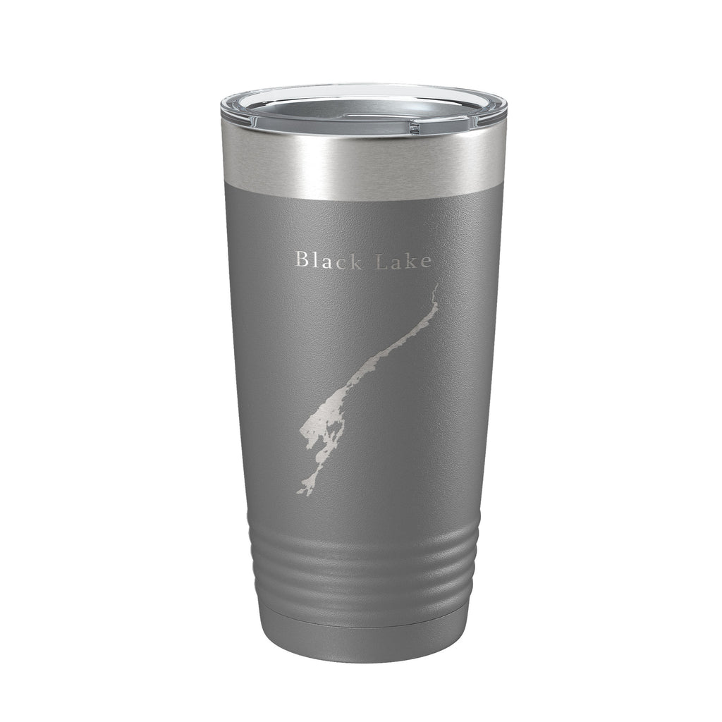 Black Lake Map Tumbler Travel Mug Insulated Laser Engraved Coffee Cup New York 20 oz