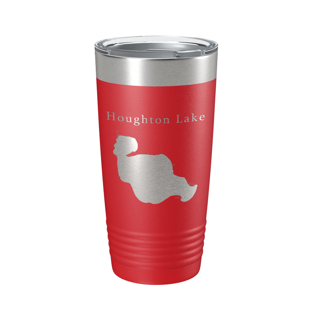 Houghton Lake Map Tumbler Travel Mug Insulated Laser Engraved Coffee Cup Michigan 20 oz