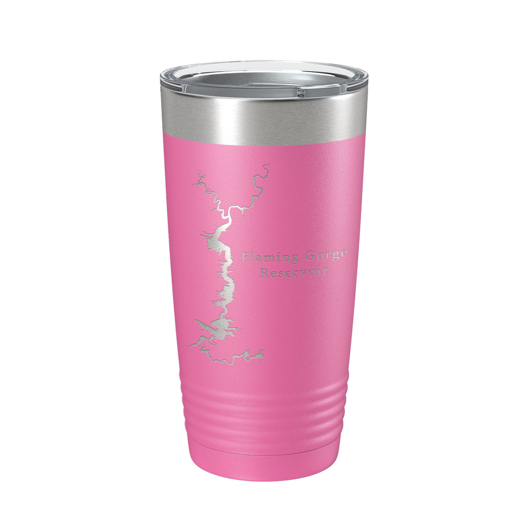 Flaming Gorge Reservoir Tumbler Lake Map Travel Mug Insulated Laser Engraved Coffee Cup Utah Wyoming 20 oz