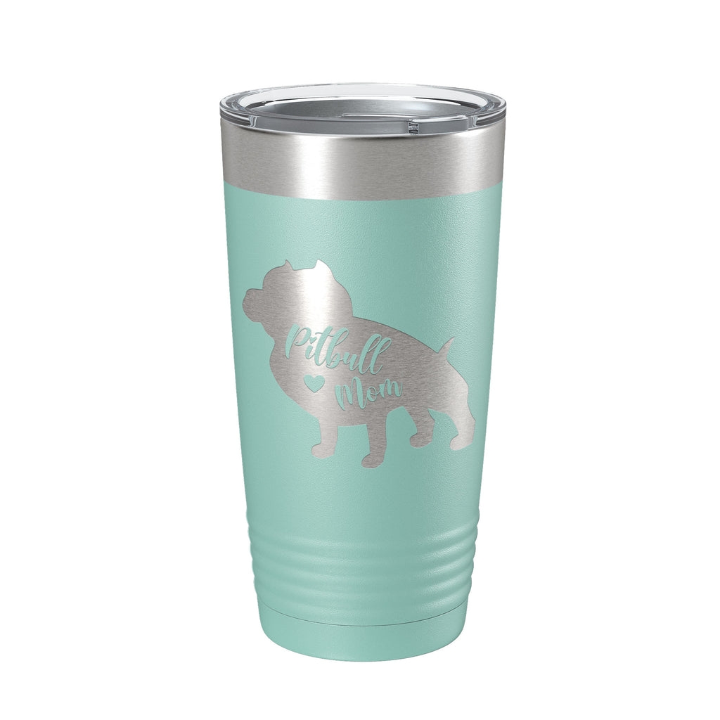 Pitbull Mom Tumbler Dog Travel Mug Gift Insulated Laser Engraved Coffee Cup Pit Bull 20 oz