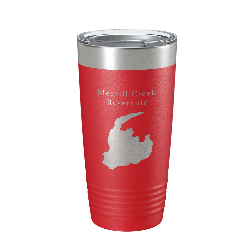 Merrill Creek Reservoir Tumbler Lake Map Travel Mug Insulated Laser Engraved Coffee Cup New Jersey 20 oz