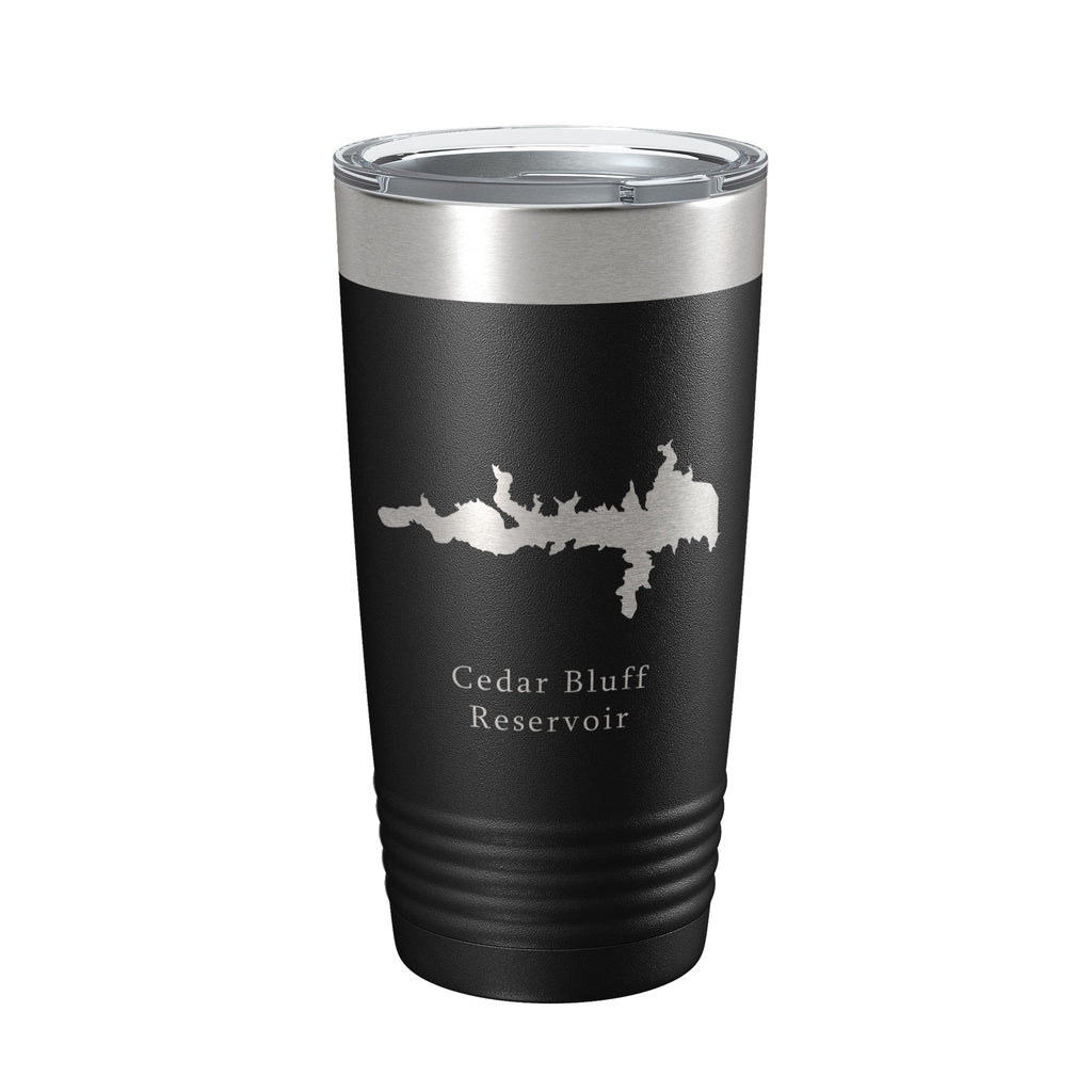 Cedar Bluff Reservoir Tumbler Lake Map Travel Mug Insulated Laser Engraved Coffee Cup Kansas 20 oz