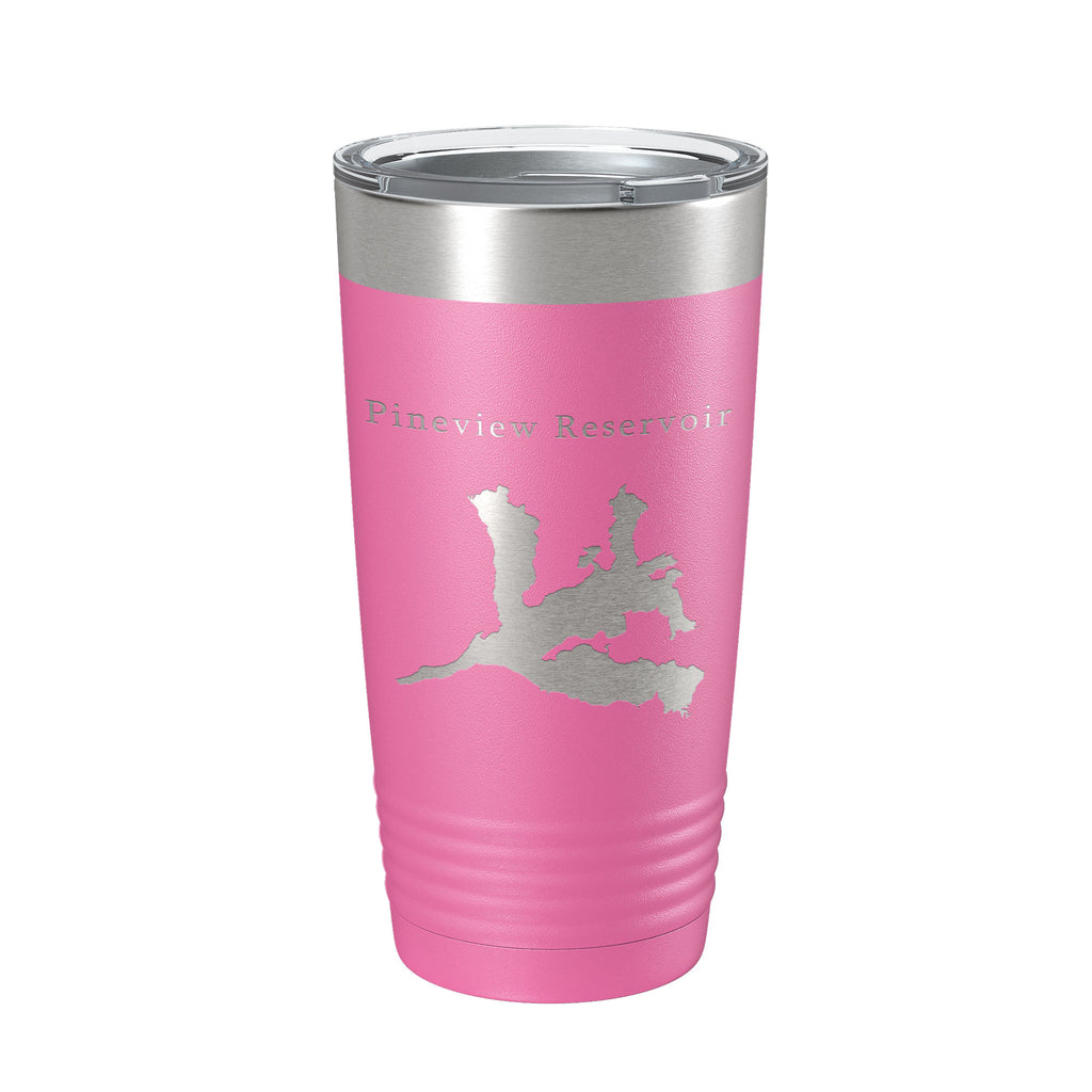 Pineview Reservoir Tumbler Lake Map Travel Mug Insulated Laser Engraved Coffee Cup Utah 20 oz