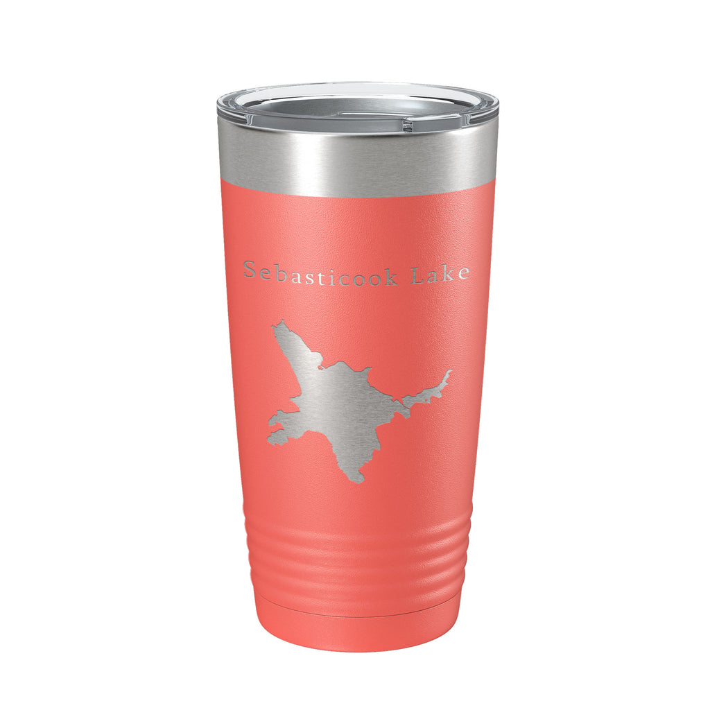 Sebasticook Lake Map Tumbler Travel Mug Insulated Laser Engraved Coffee Cup Maine 20 oz