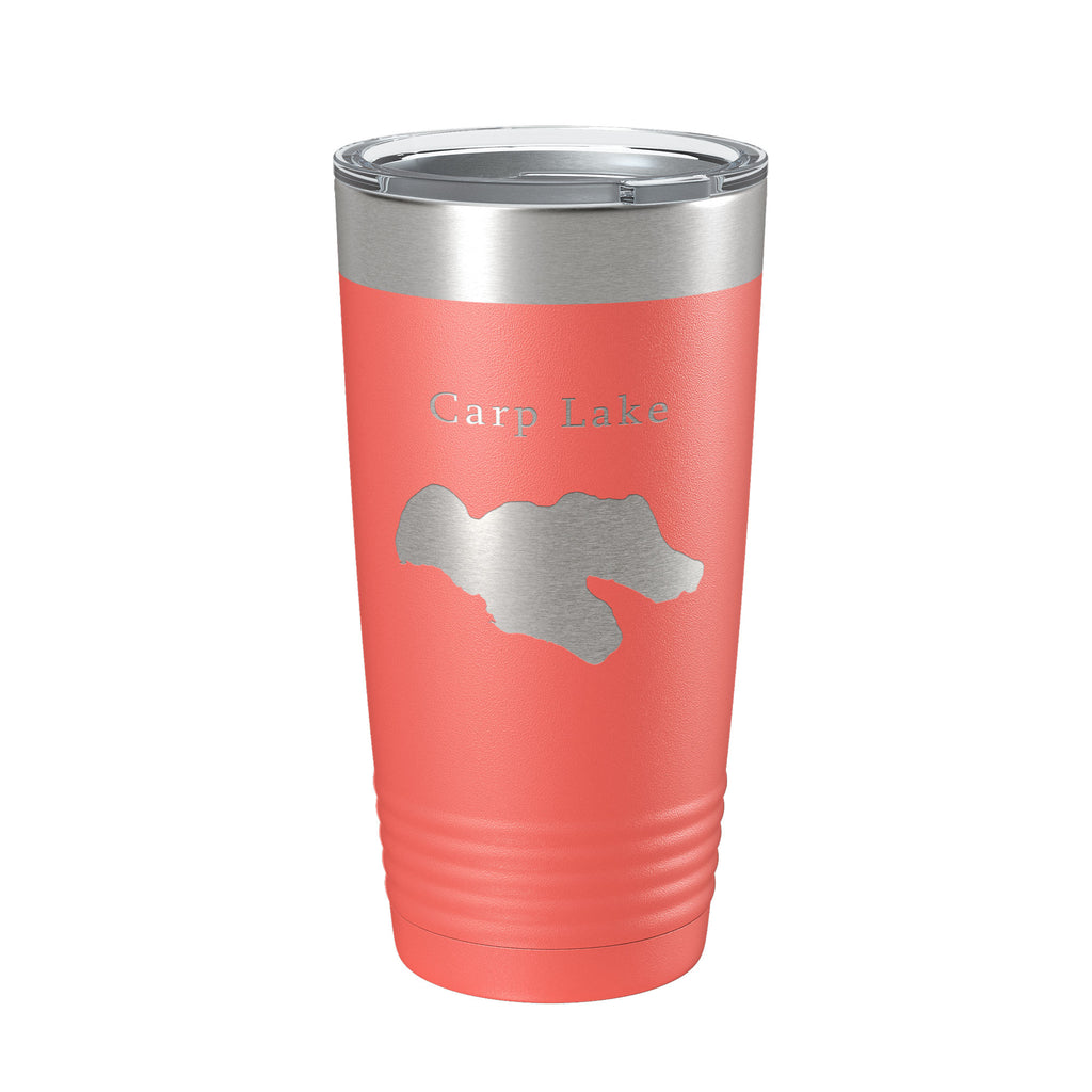 Carp Lake Map Tumbler Travel Mug Insulated Laser Engraved Coffee Cup Michigan 20 oz
