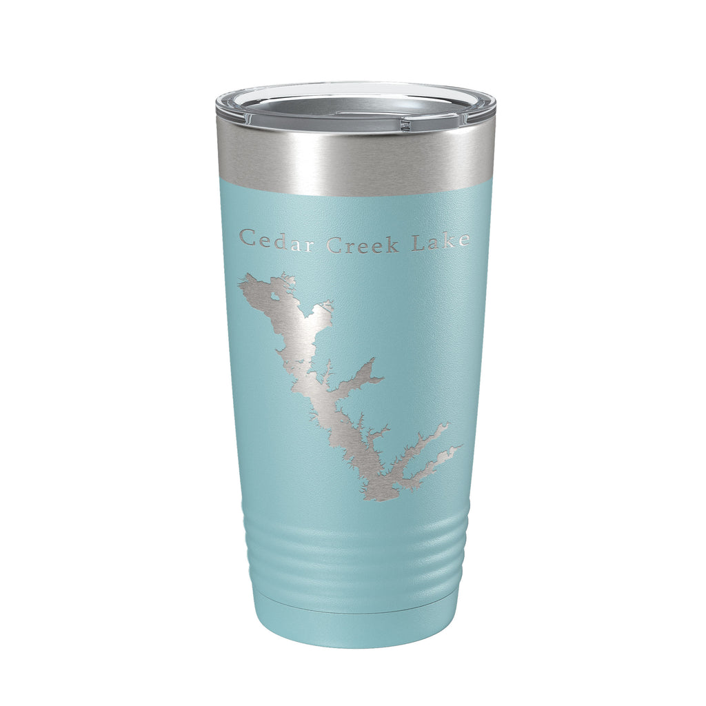 Cedar Creek Lake Reservoir Map Tumbler Travel Mug Insulated Laser Engraved Coffee Cup Texas 20 oz