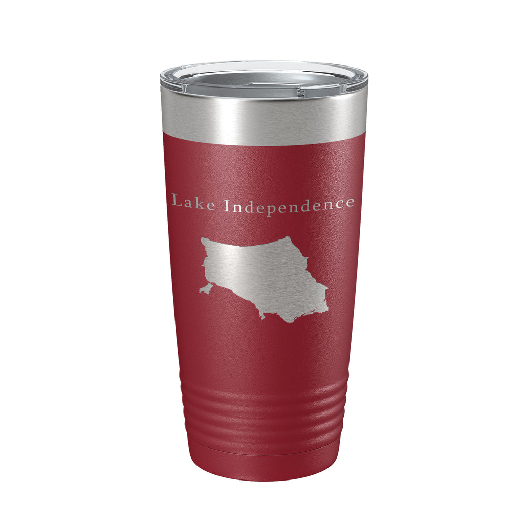 Lake Independence Map Tumbler Travel Mug Insulated Laser Engraved Coffee Cup Michigan 20 oz