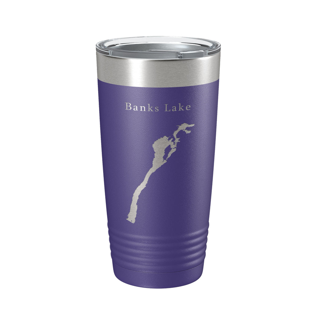 Banks Lake Map Tumbler Travel Mug Insulated Laser Engraved Coffee Cup Washington 20 oz