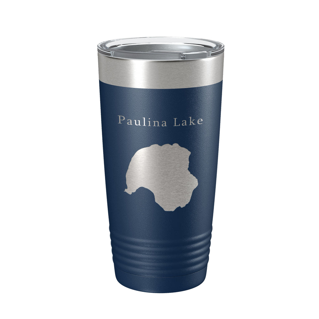 Paulina Lake Map Tumbler Travel Mug Insulated Laser Engraved Coffee Cup Oregon 20 oz