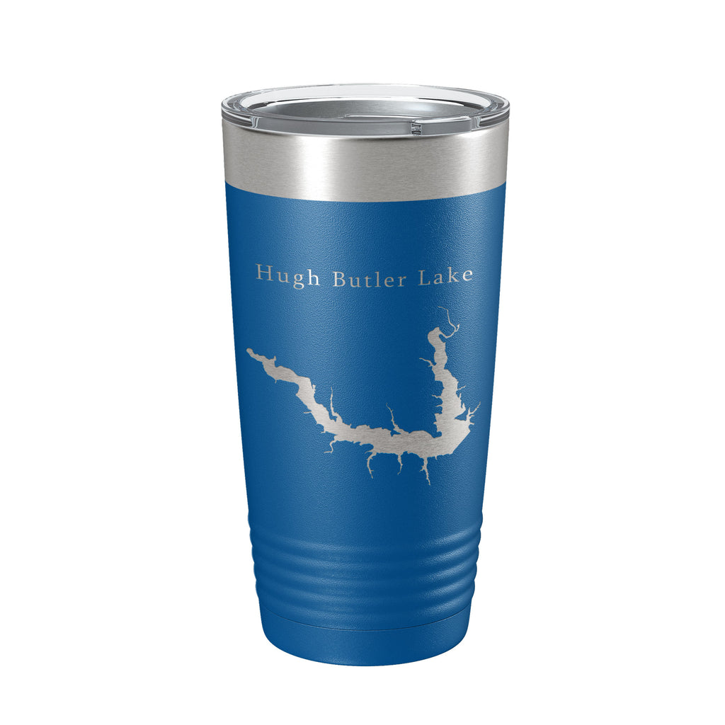 Hugh Butler Lake Map Tumbler Travel Mug Insulated Laser Engraved Coffee Cup Red Willow Reservoir Nebraska 20 oz