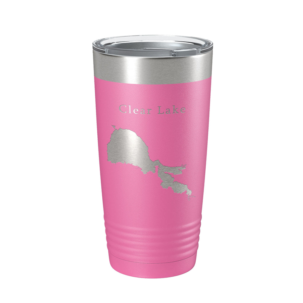 Clear Lake Map Tumbler Travel Mug Insulated Laser Engraved Coffee Cup California 20 oz
