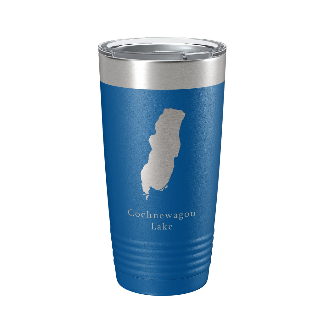 Cochnewagon Lake Pond Map Tumbler Travel Mug Insulated Laser Engraved Coffee Cup Maine 20 oz