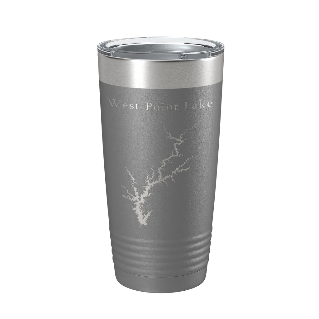 West Point Lake Map Tumbler Travel Mug Insulated Laser Engraved Coffee Cup Alabama Georgia 20 oz