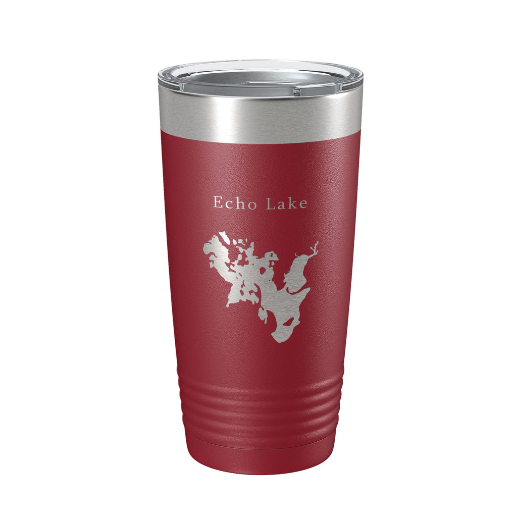 Echo Lake Map Tumbler Travel Mug Insulated Laser Engraved Coffee Cup Montana 20 oz