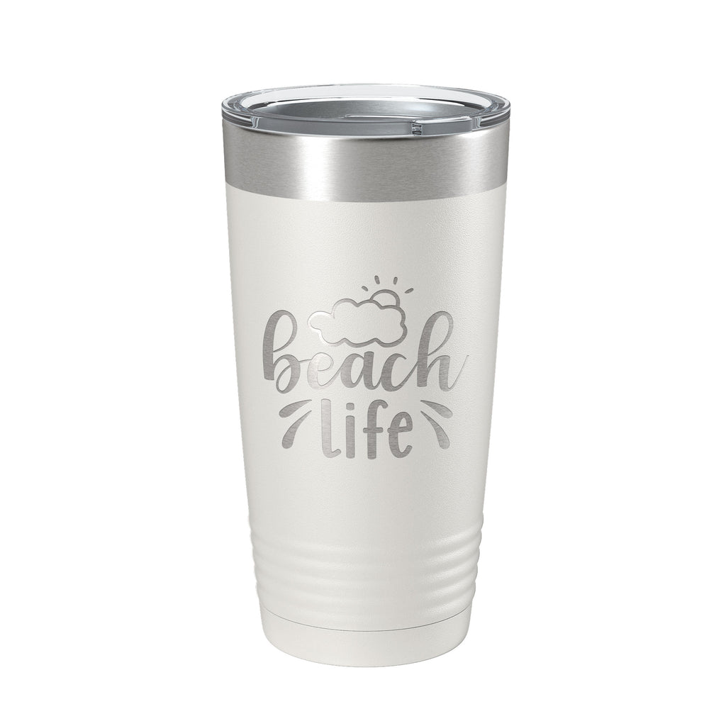 Beach Life Tumbler Sunshine Travel Mug Insulated Laser Engraved Coffee Cup 20 oz