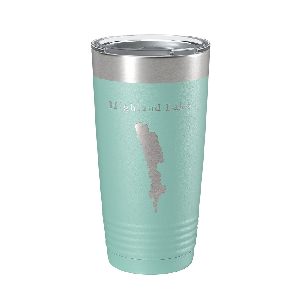 Highland Lake Map Tumbler Travel Mug Insulated Laser Engraved Coffee Cup Westbook Maine 20 oz