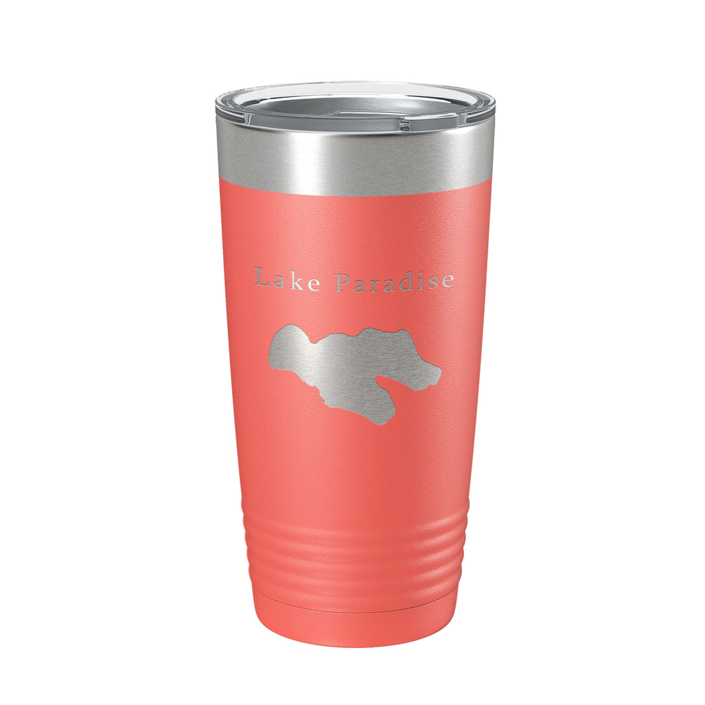 Lake Paradise Map Tumbler Travel Mug Insulated Laser Engraved Coffee Cup Michigan 20 oz