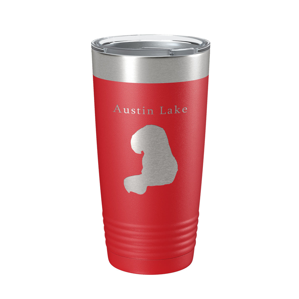 Austin Lake Map Tumbler Travel Mug Insulated Laser Engraved Coffee Cup Michigan 20 oz