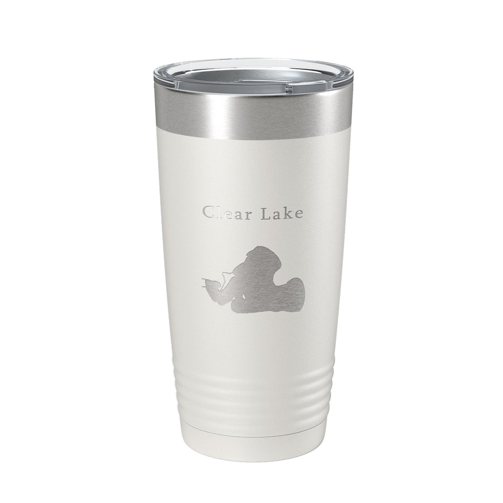 Clear Lake Map Tumbler Travel Mug Insulated Laser Engraved Coffee Cup Indiana 20 oz