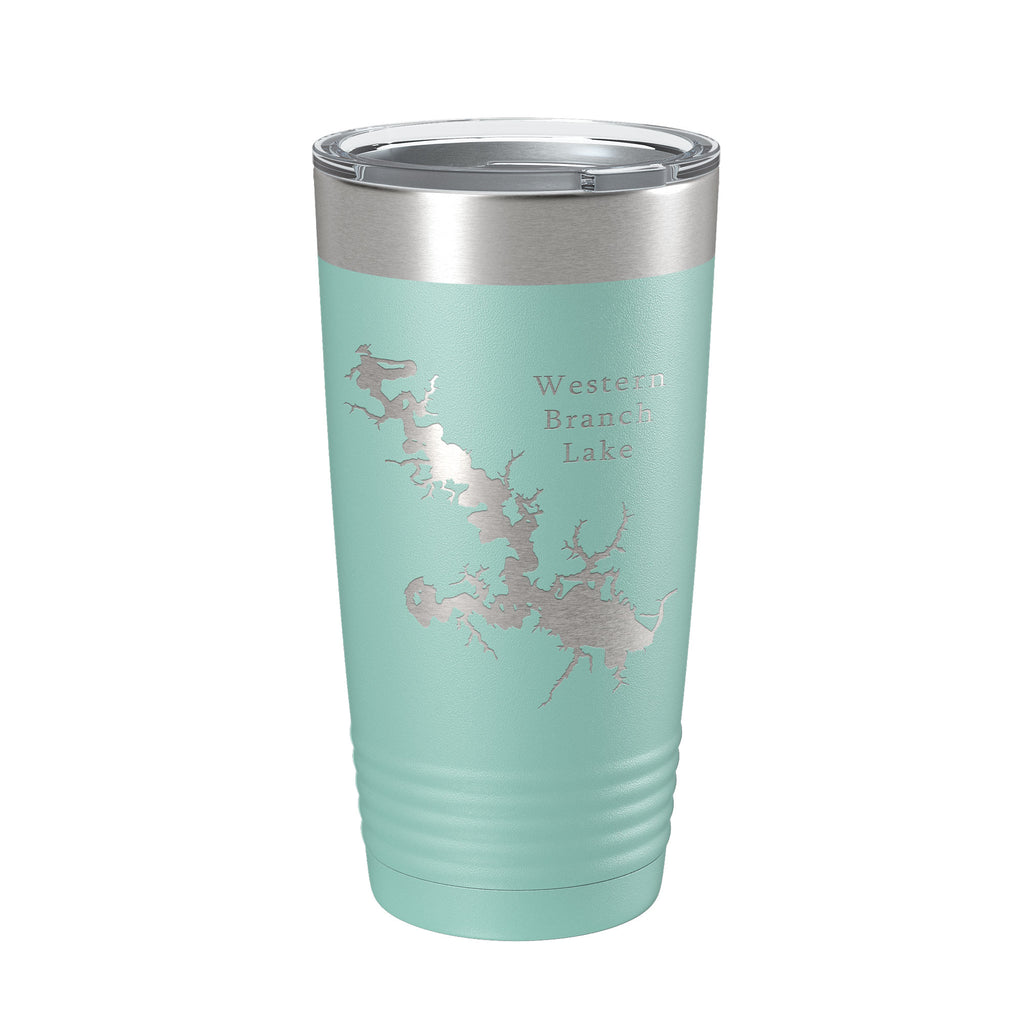 Western Branch Lake Reservoir Map Tumbler Travel Mug Insulated Laser Engraved Coffee Cup Suffolk Virginia 20 oz