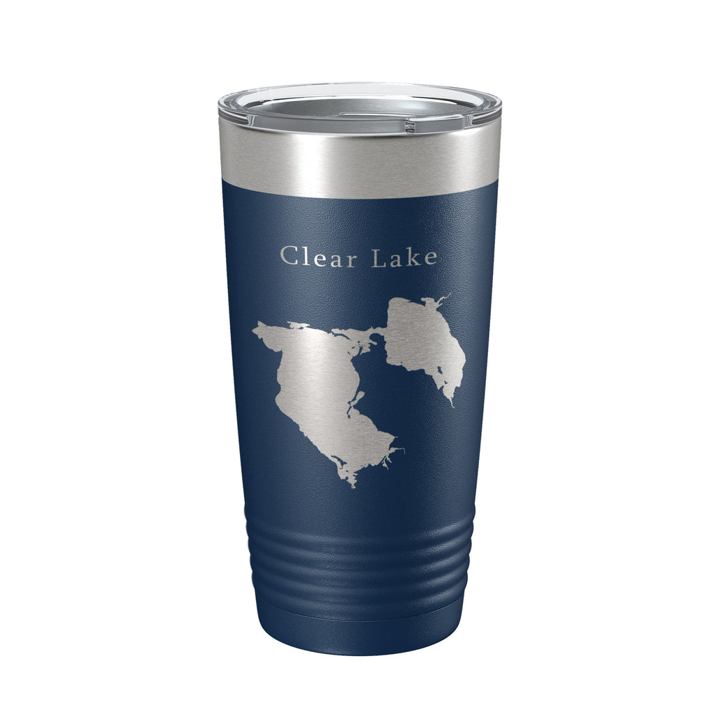 Clear Lake Reservoir Map Tumbler Travel Mug Insulated Laser Engraved Coffee Cup California 20 oz