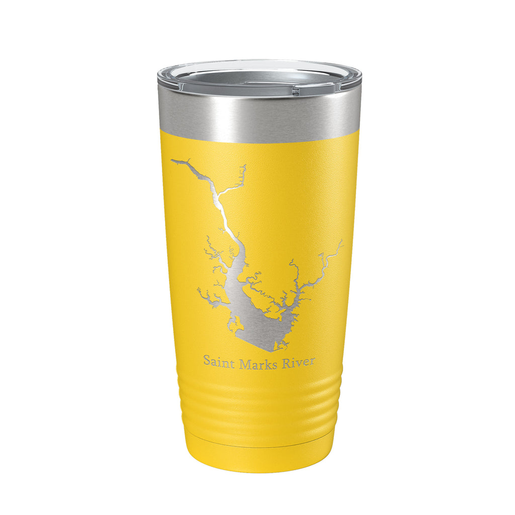 St. Marks River FL Map Tumbler Travel Mug Insulated Laser Engraved Coffee Cup Apalachee Bay Florida Saint 20 oz
