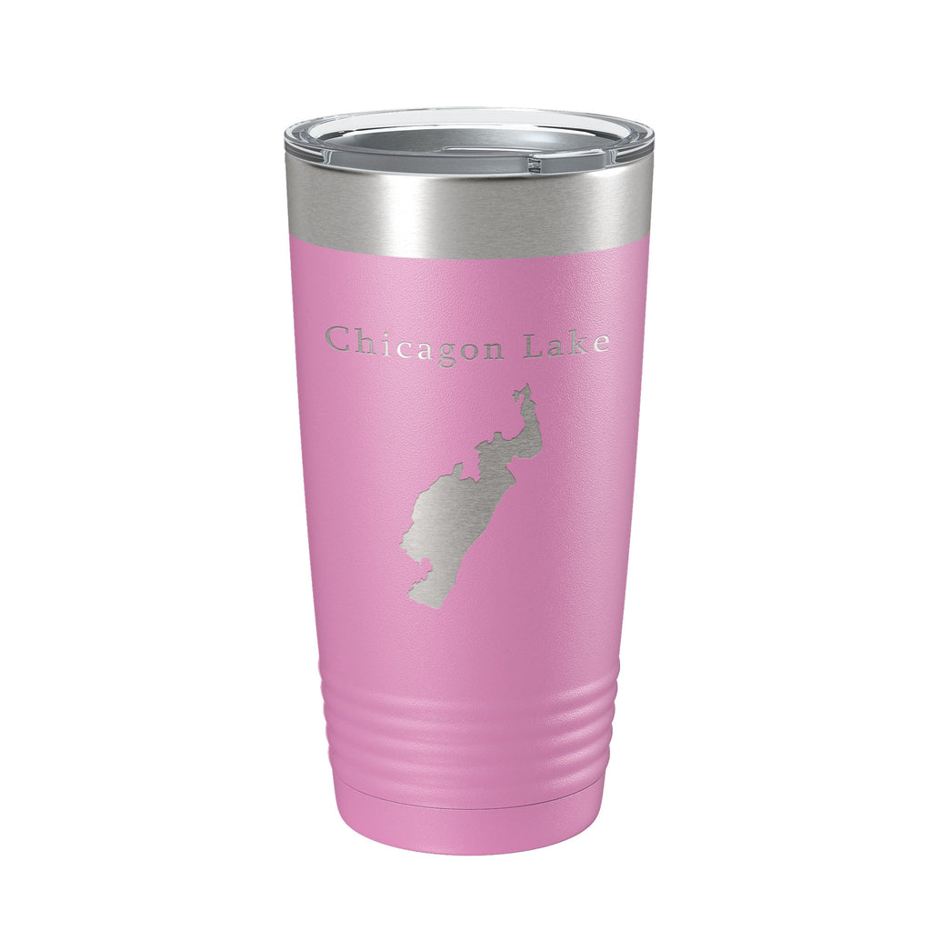 Chicagon Lake Map Tumbler Travel Mug Insulated Laser Engraved Coffee Cup Michigan 20 oz