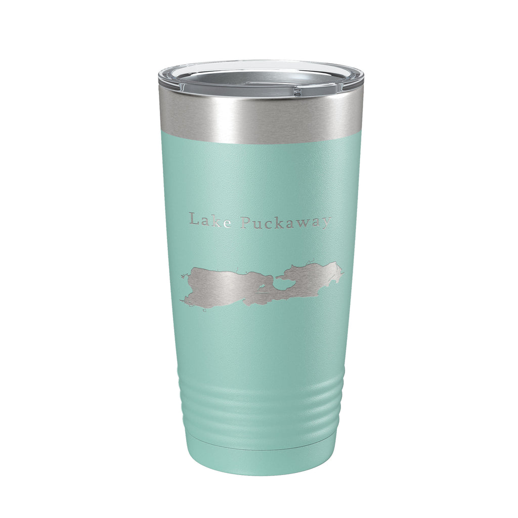 Lake Puckaway Map Tumbler Travel Mug Insulated Laser Engraved Coffee Cup Wisconsin 20 oz