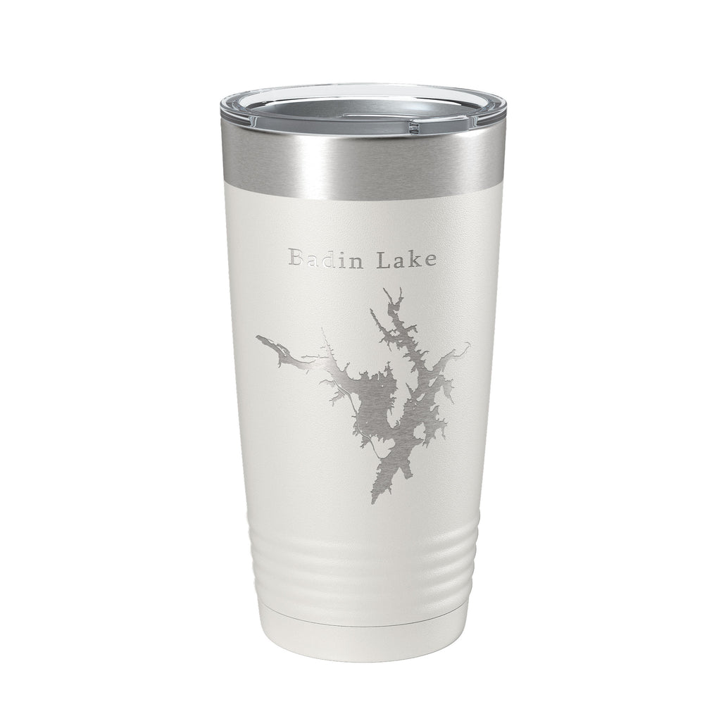 Badin Lake Map Tumbler Travel Mug Insulated Laser Engraved Coffee Cup North Carolina 20 oz