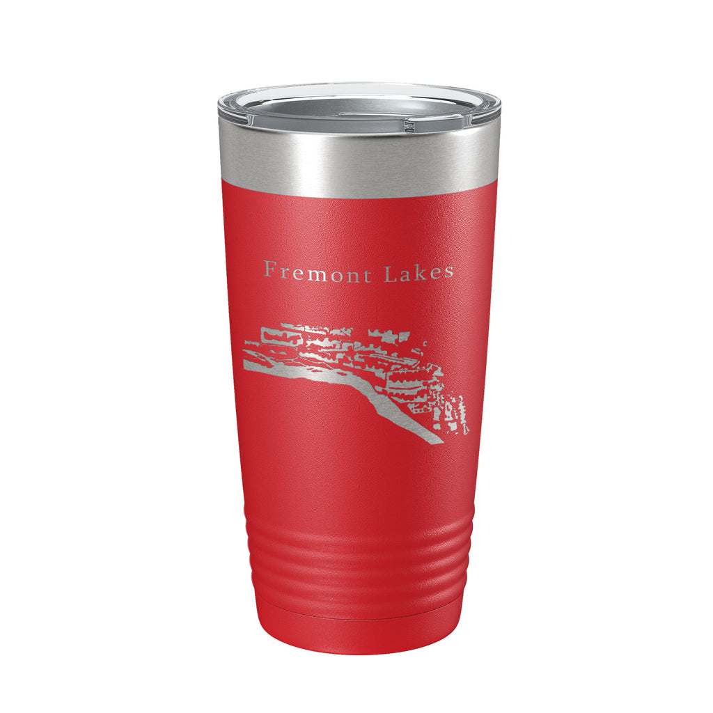 Fremont Lakes Map Tumbler Travel Mug Insulated Laser Engraved Coffee Cup Platte River Nebraska 20 oz