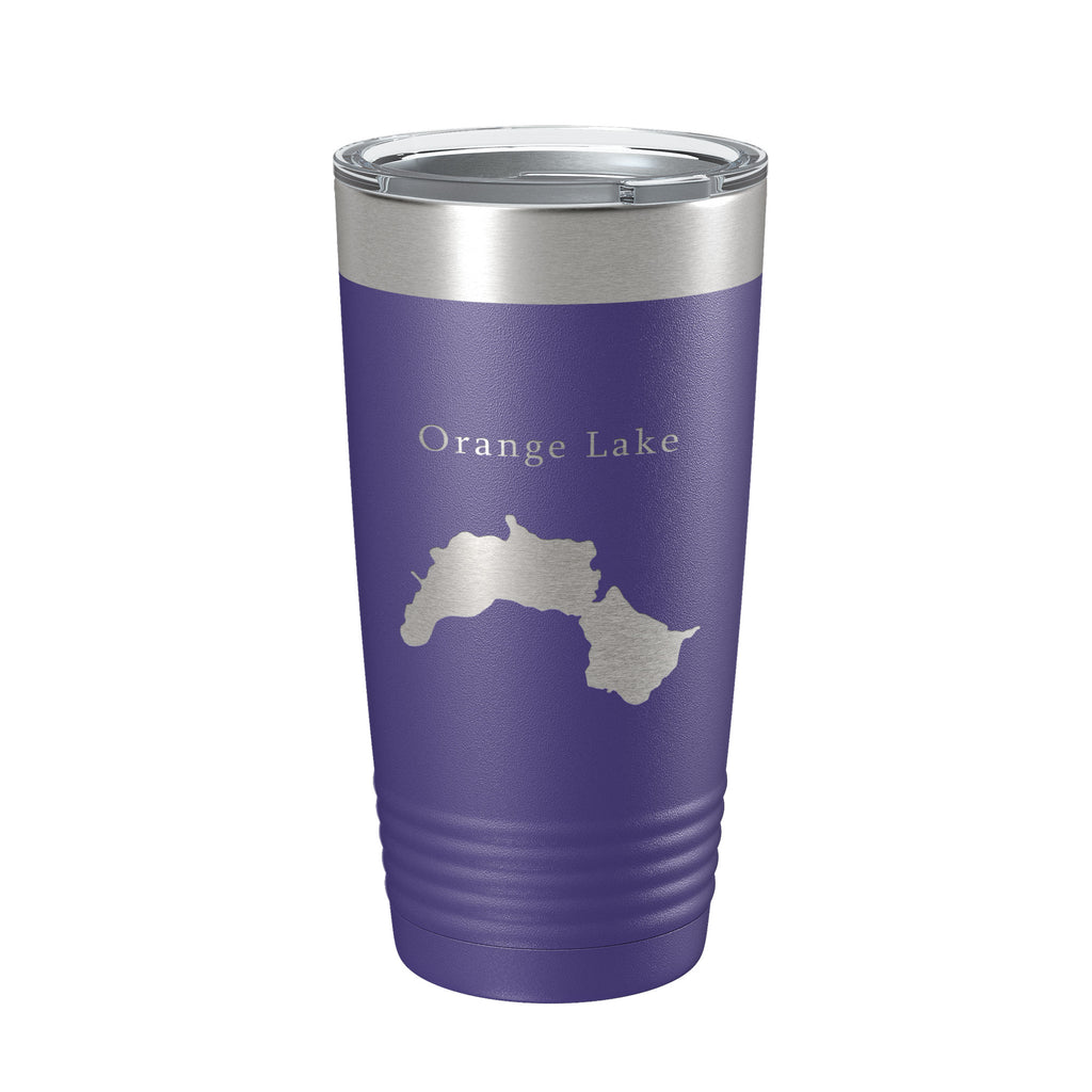 Orange Lake Map Tumbler Travel Mug Insulated Laser Engraved Coffee Cup Maine 20 oz
