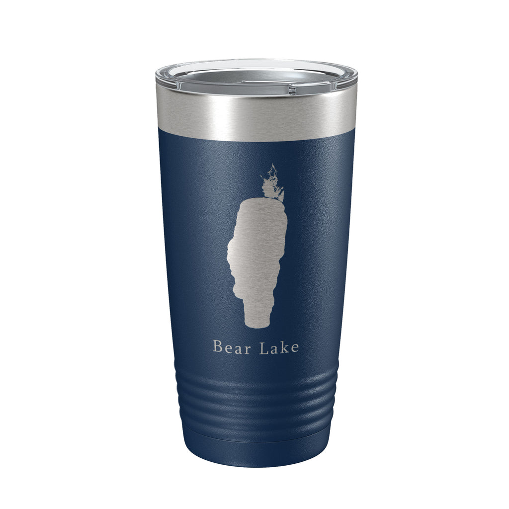 Bear & Mud Lakes Map Tumbler Travel Mug Insulated Laser Engraved Coffee Cup Idaho 20 oz