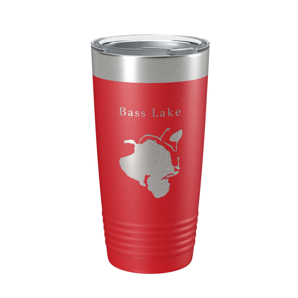 Bass Lake Map Tumbler Travel Mug Insulated Laser Engraved Coffee Cup Hamburg Township Huron River Chain of Lakes Michigan 20 oz