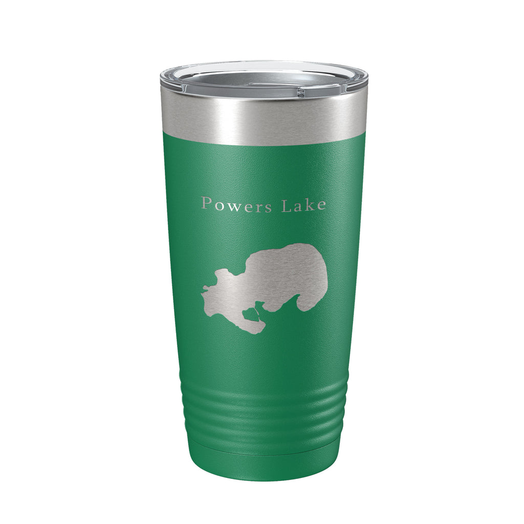 Powers Lake Map Tumbler Travel Mug Insulated Laser Engraved Coffee Cup Wisconsin 20 oz