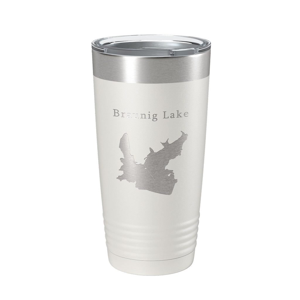 Victor Braunig Lake Map Tumbler Travel Mug Insulated Laser Engraved Coffee Cup Texas 20 oz