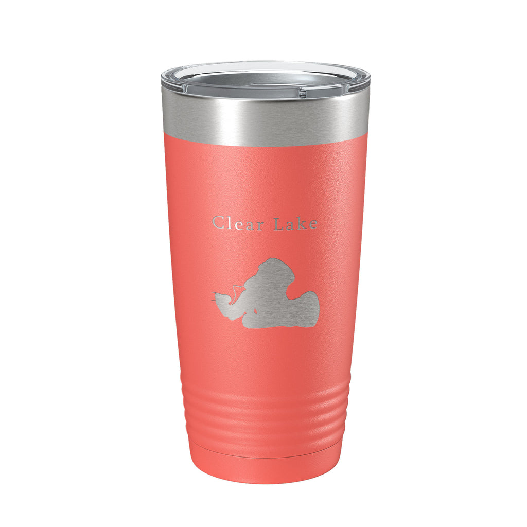 Clear Lake Map Tumbler Travel Mug Insulated Laser Engraved Coffee Cup Indiana 20 oz
