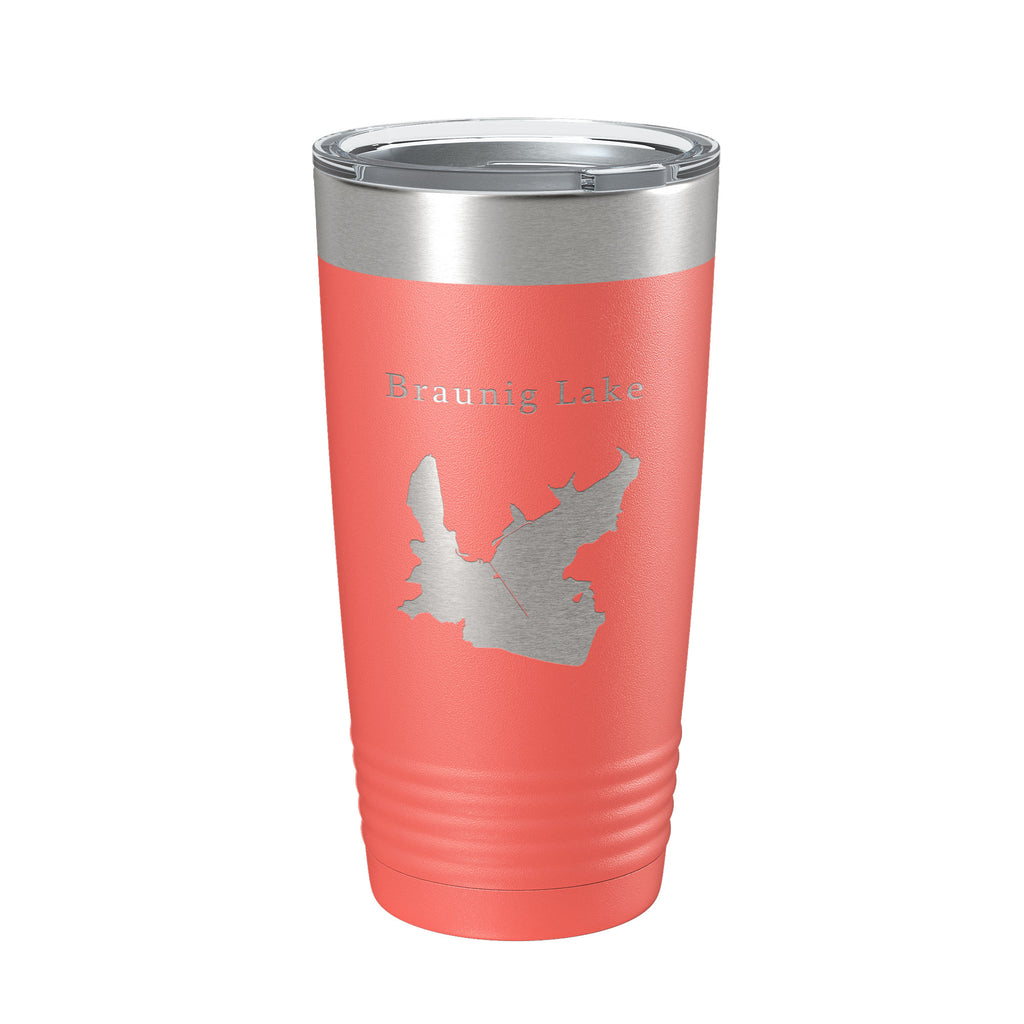 Victor Braunig Lake Map Tumbler Travel Mug Insulated Laser Engraved Coffee Cup Texas 20 oz