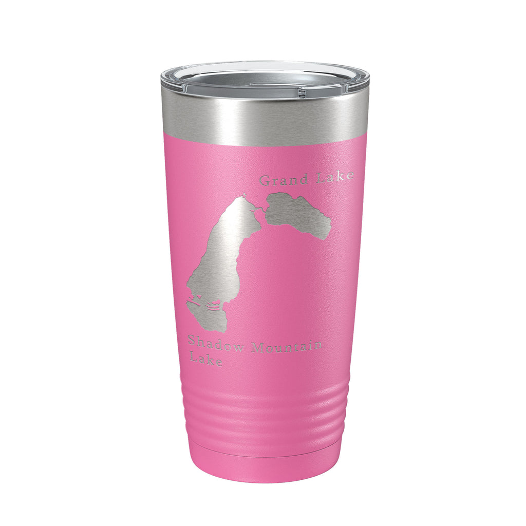 Shadow Mountain & Grand Lakes Map Tumbler Travel Mug Insulated Laser Engraved Coffee Cup Colorado 20 oz