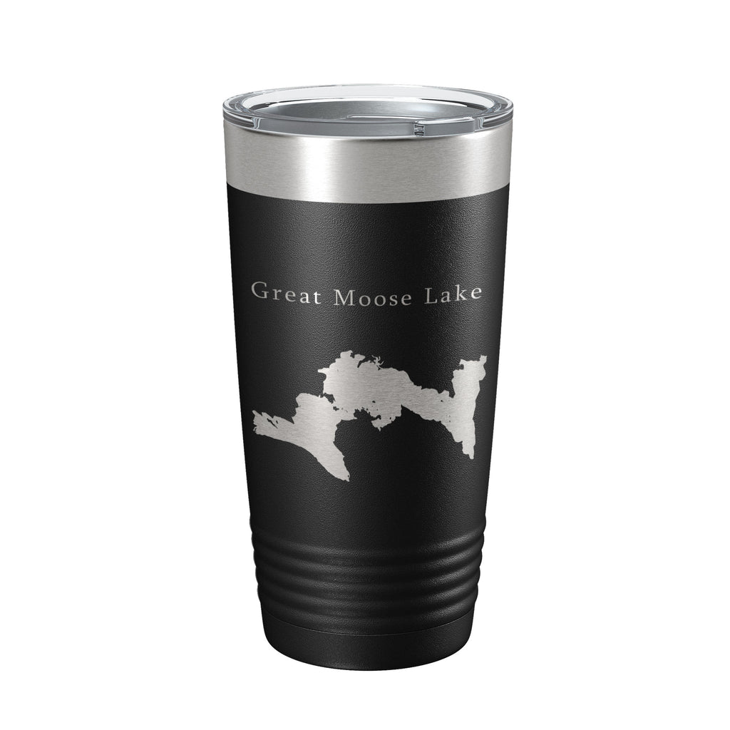 Great Moose Lake Map Tumbler Travel Mug Insulated Laser Engraved Coffee Cup Maine 20 oz
