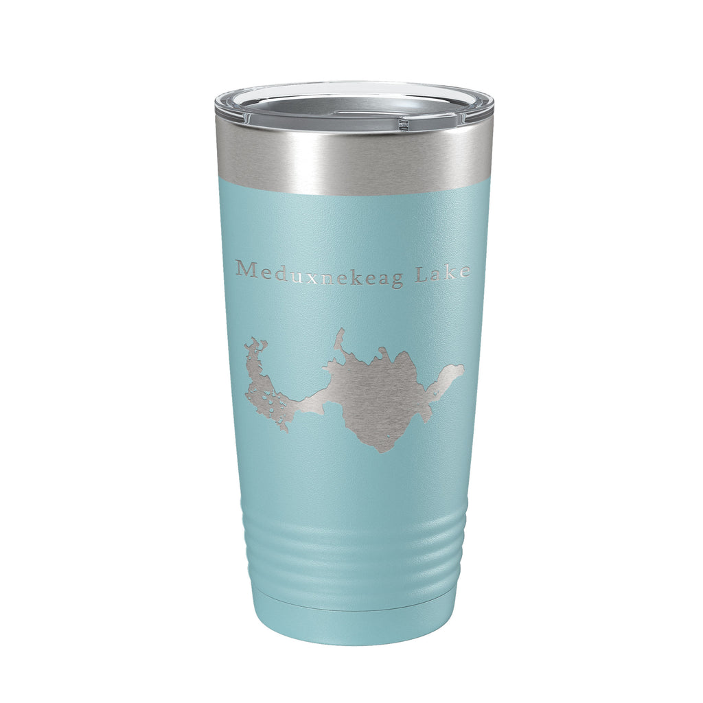 Meduxnekeag Lake Map Tumbler Travel Mug Insulated Laser Engraved Coffee Cup Maine 20 oz