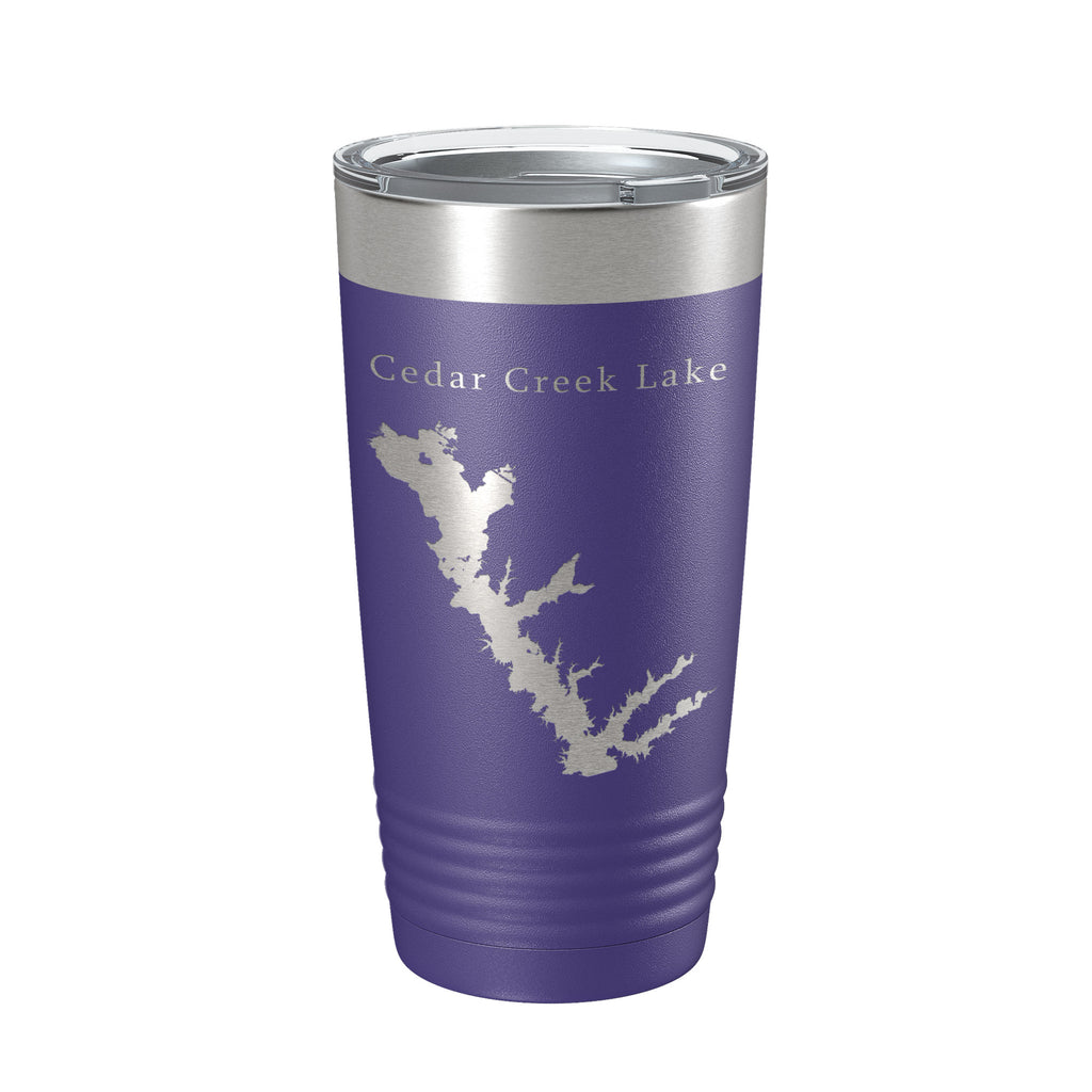 Cedar Creek Lake Reservoir Map Tumbler Travel Mug Insulated Laser Engraved Coffee Cup Texas 20 oz