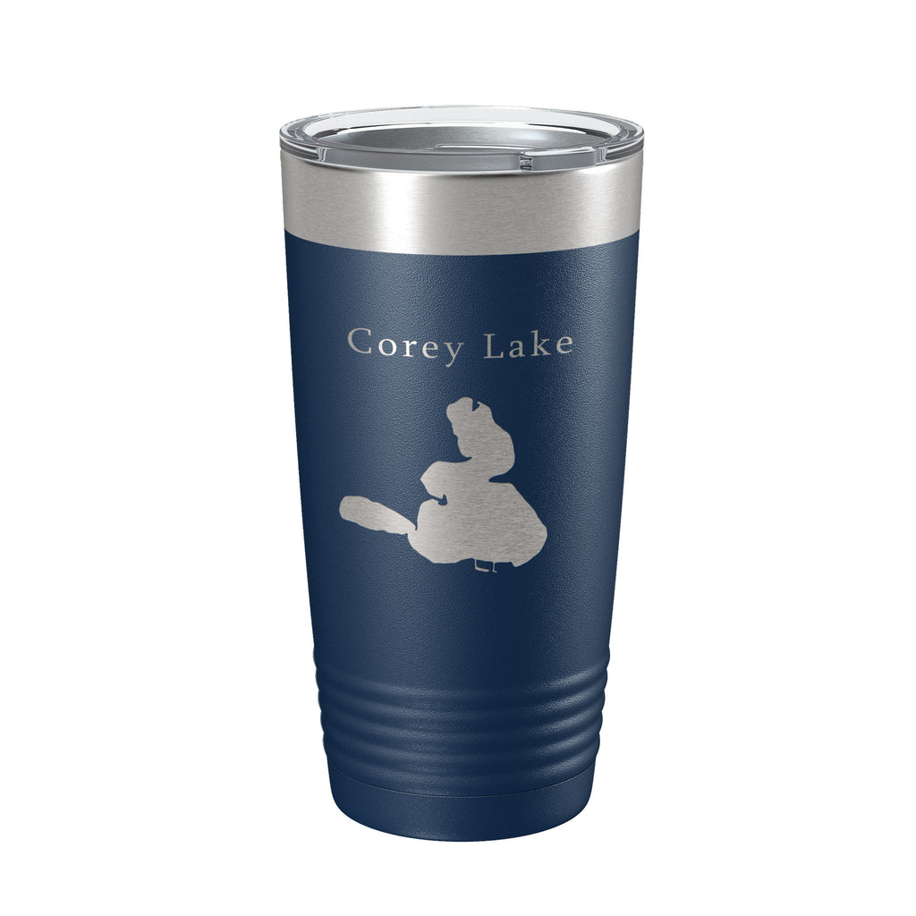 Corey Lake Map Tumbler Travel Mug Insulated Laser Engraved Coffee Cup Michigan 20 oz
