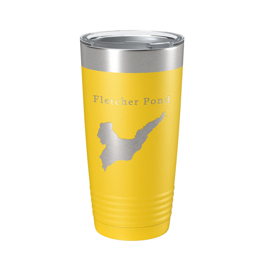 Fletcher Pond Tumbler Lake Map Travel Mug Insulated Laser Engraved Coffee Cup Michigan 20 oz