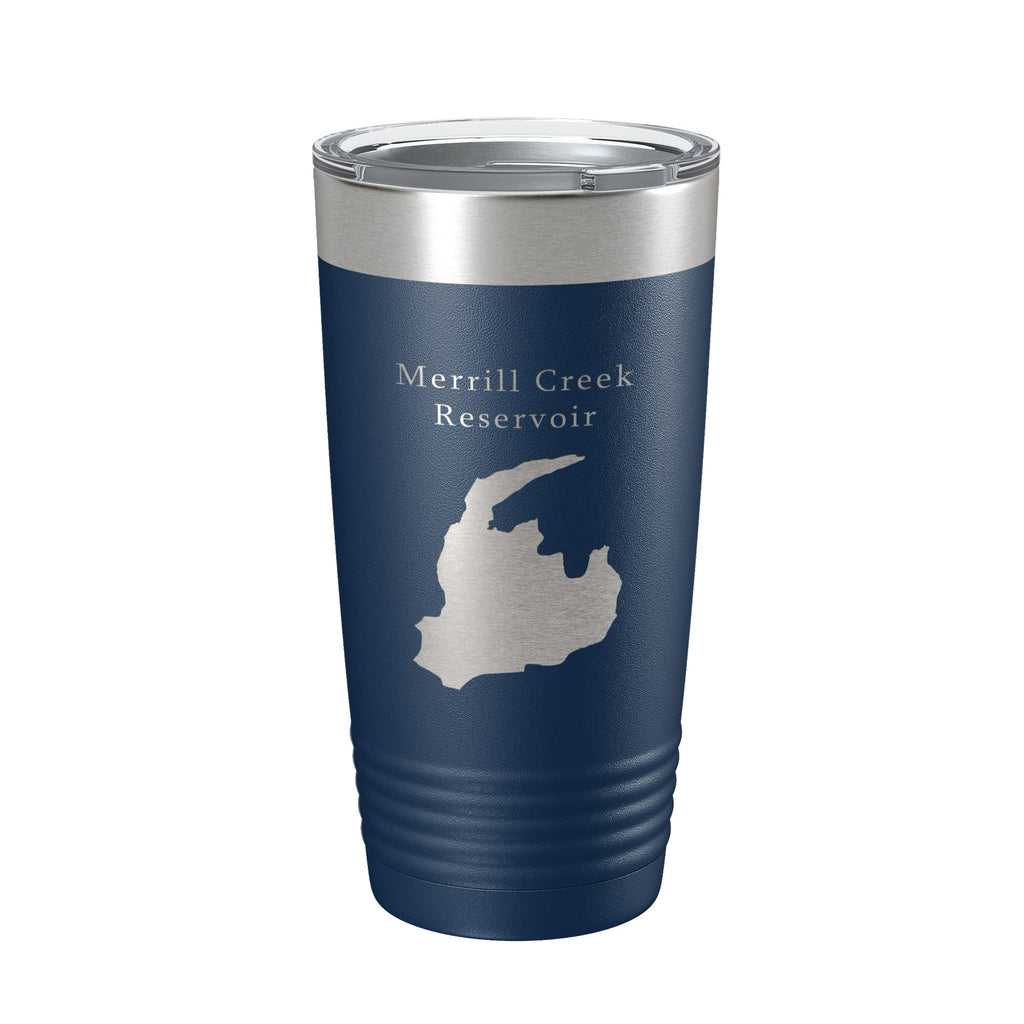 Merrill Creek Reservoir Tumbler Lake Map Travel Mug Insulated Laser Engraved Coffee Cup New Jersey 20 oz