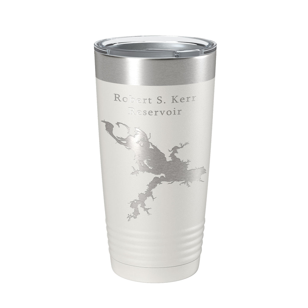 Robert S. Kerr Reservoir Tumbler Lake Map Travel Mug Insulated Laser Engraved Coffee Cup Oklahoma 20 oz