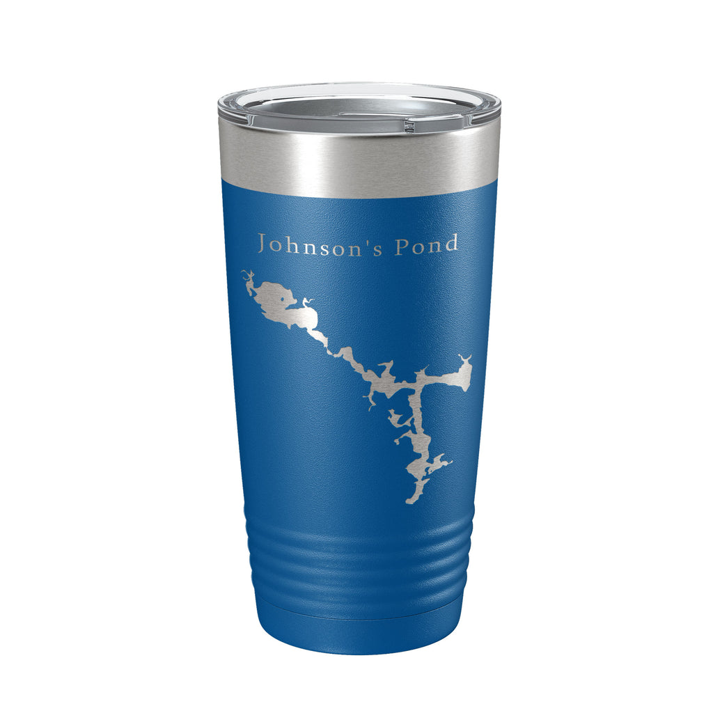 Johnson's Pond Tumbler Lake Map Travel Mug Insulated Laser Engraved Coffee Cup Rhode Island 20 oz