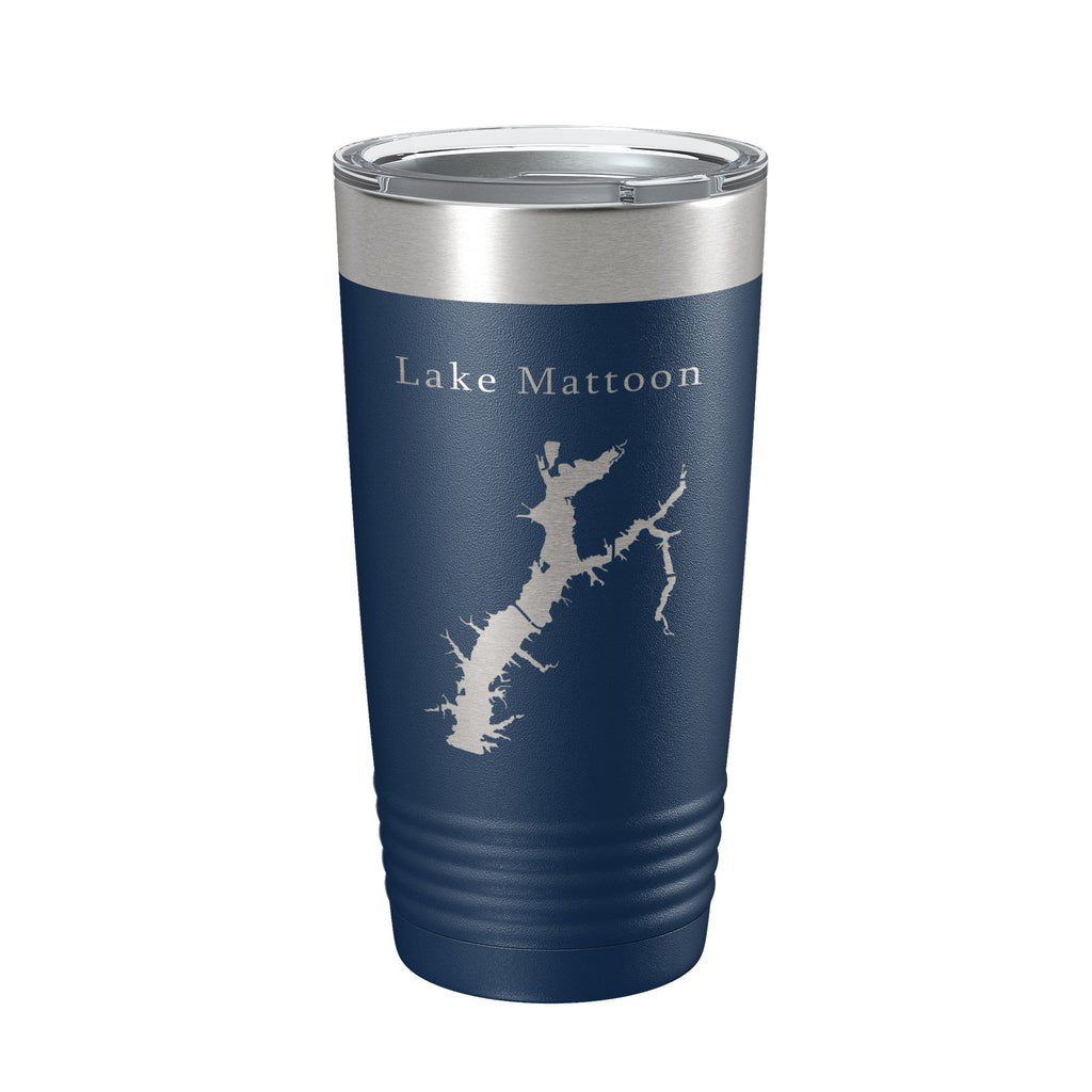 Lake Mattoon Map Tumbler Travel Mug Insulated Laser Engraved Coffee Cup Illinois 20 oz