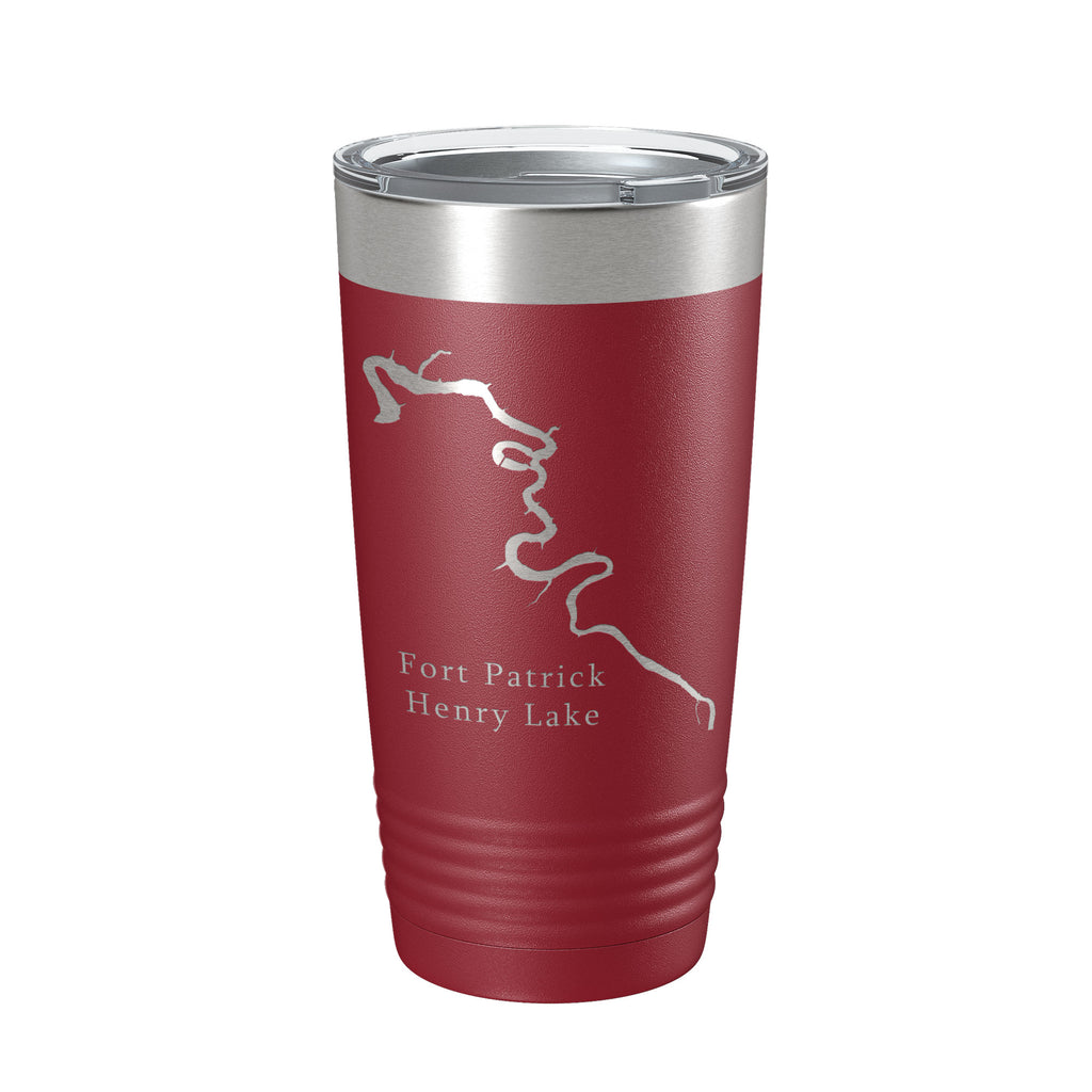 Fort Patrick Henry Lake Map Tumbler Travel Mug Insulated Laser Engraved Coffee Cup Tennessee 20 oz