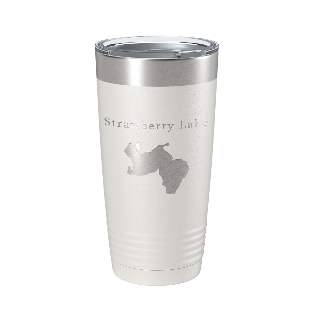 Strawberry Lake Map Tumbler Travel Mug Insulated Laser Engraved Coffee Cup Huron River Chain of Lakes Michigan 20 oz