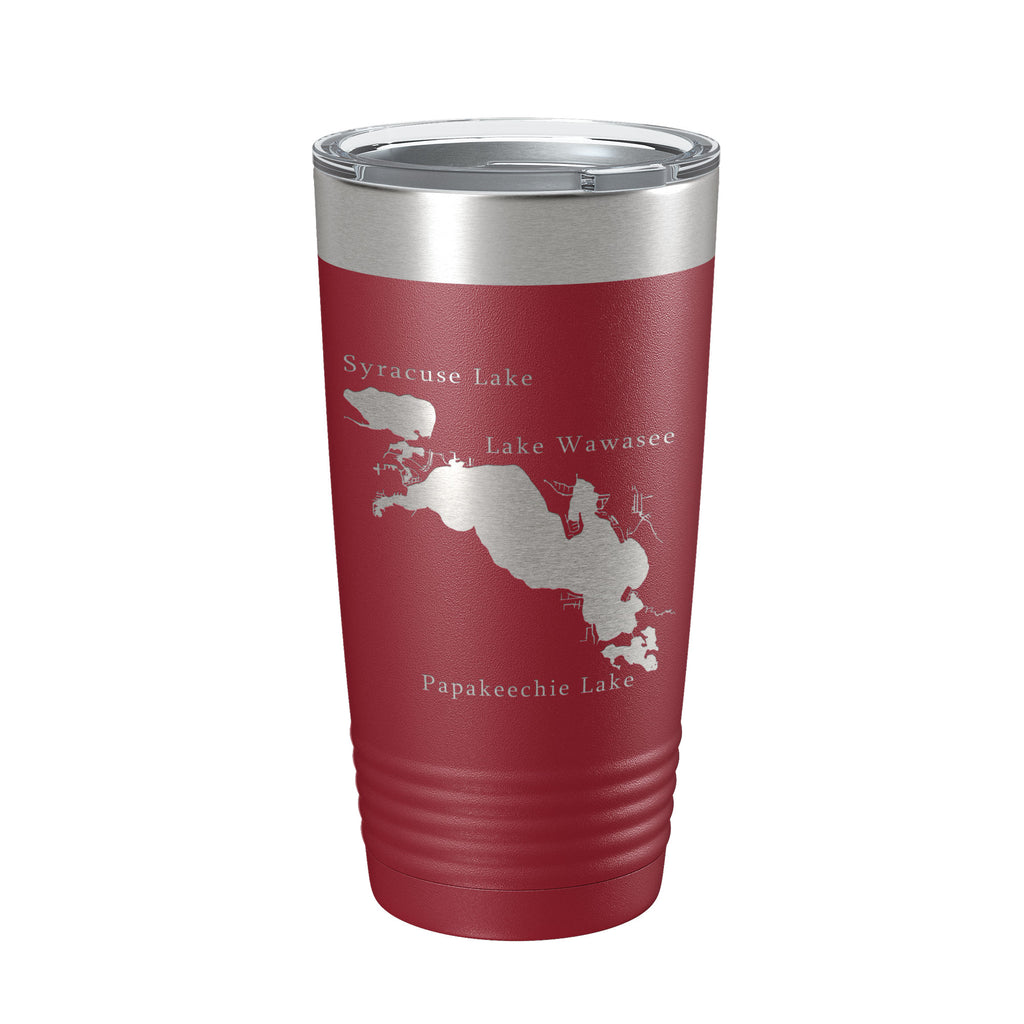 Lakes Wawasee Syracuse & Papakeechie Map Tumbler Travel Mug Insulated Laser Engraved Coffee Cup Indiana 20 oz